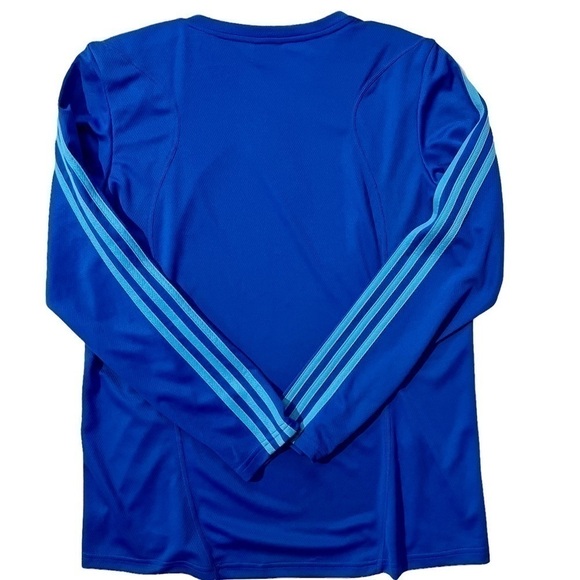 Adidas Women’s Blue Training V-neck 3 Stripe Pullover Shirt New With Tags Large - Picture 3 of 5